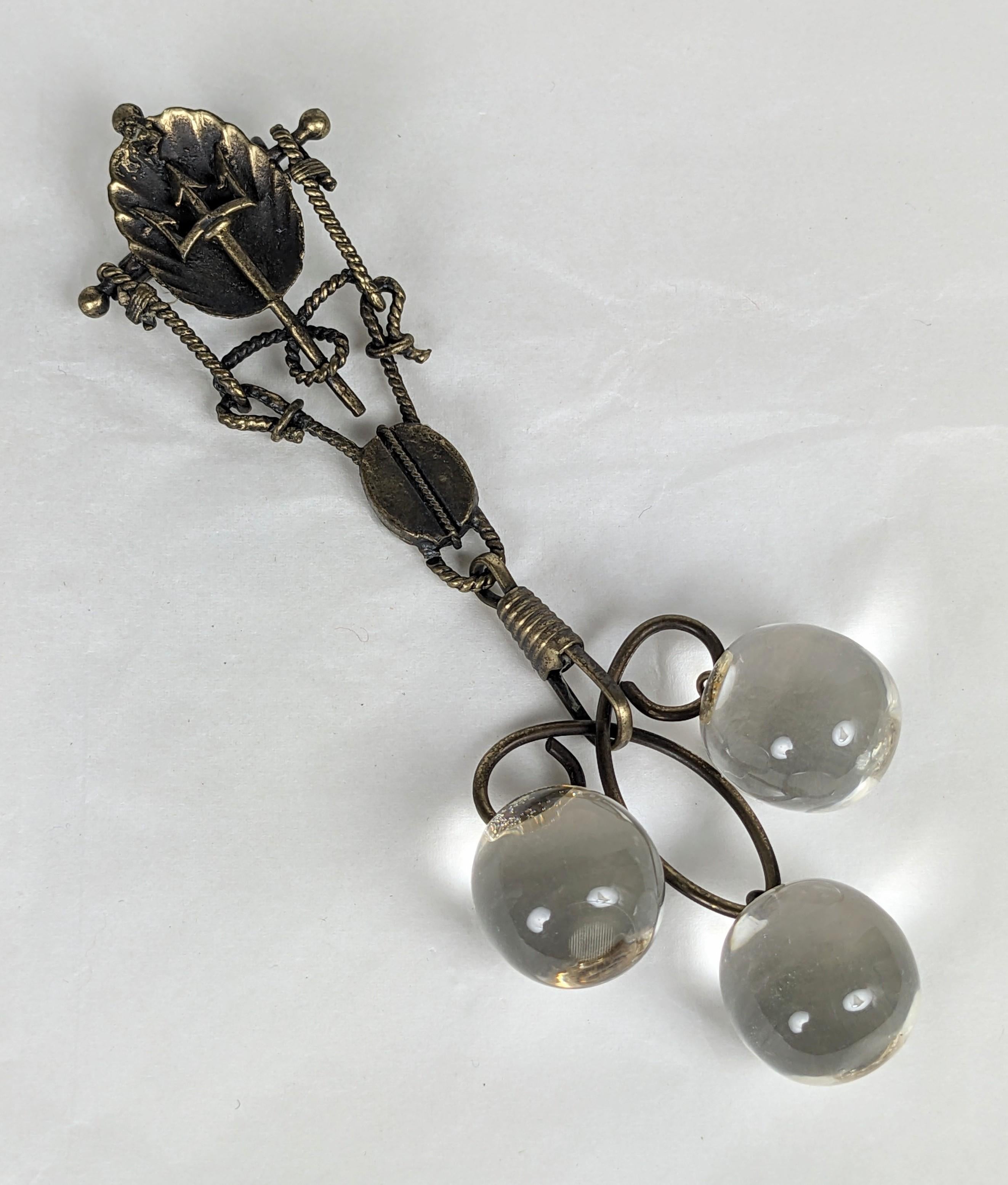 Artisan Victorian Assemblage Fob Brooch. Studio VL en vente