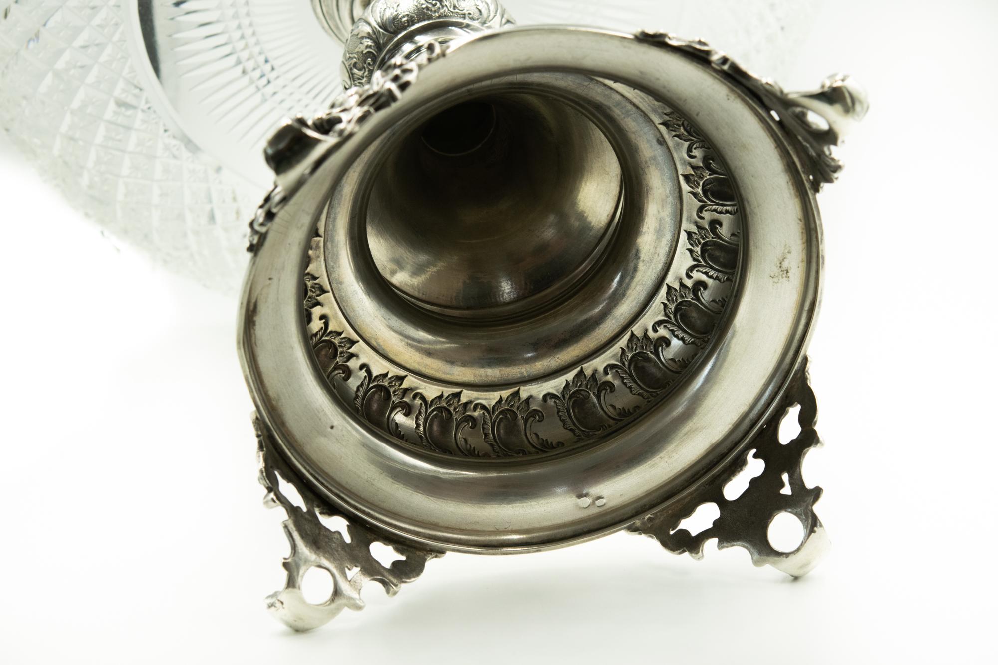 Viktorianische Astro Ungarische Schliffglas-Kuchenform auf 800 Silber Stand Schüssel Kompott im Angebot 3