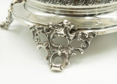 Victorian Astro Hungarian Cut Glass Cake Dish on 800 Silver Stand Bowl Compote