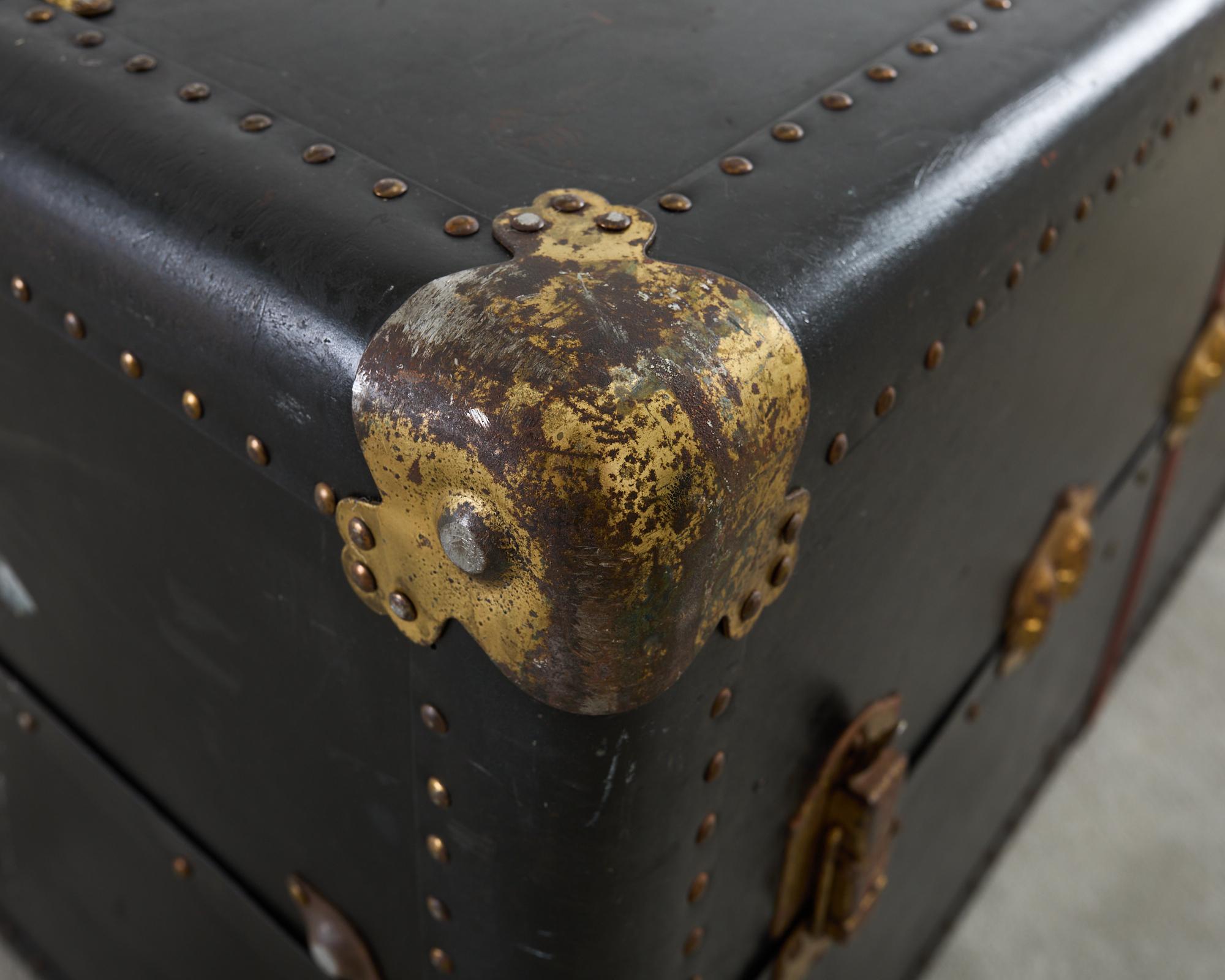 Victorian Atkinson and Long Black Wardrobe Steamer Trunk 3