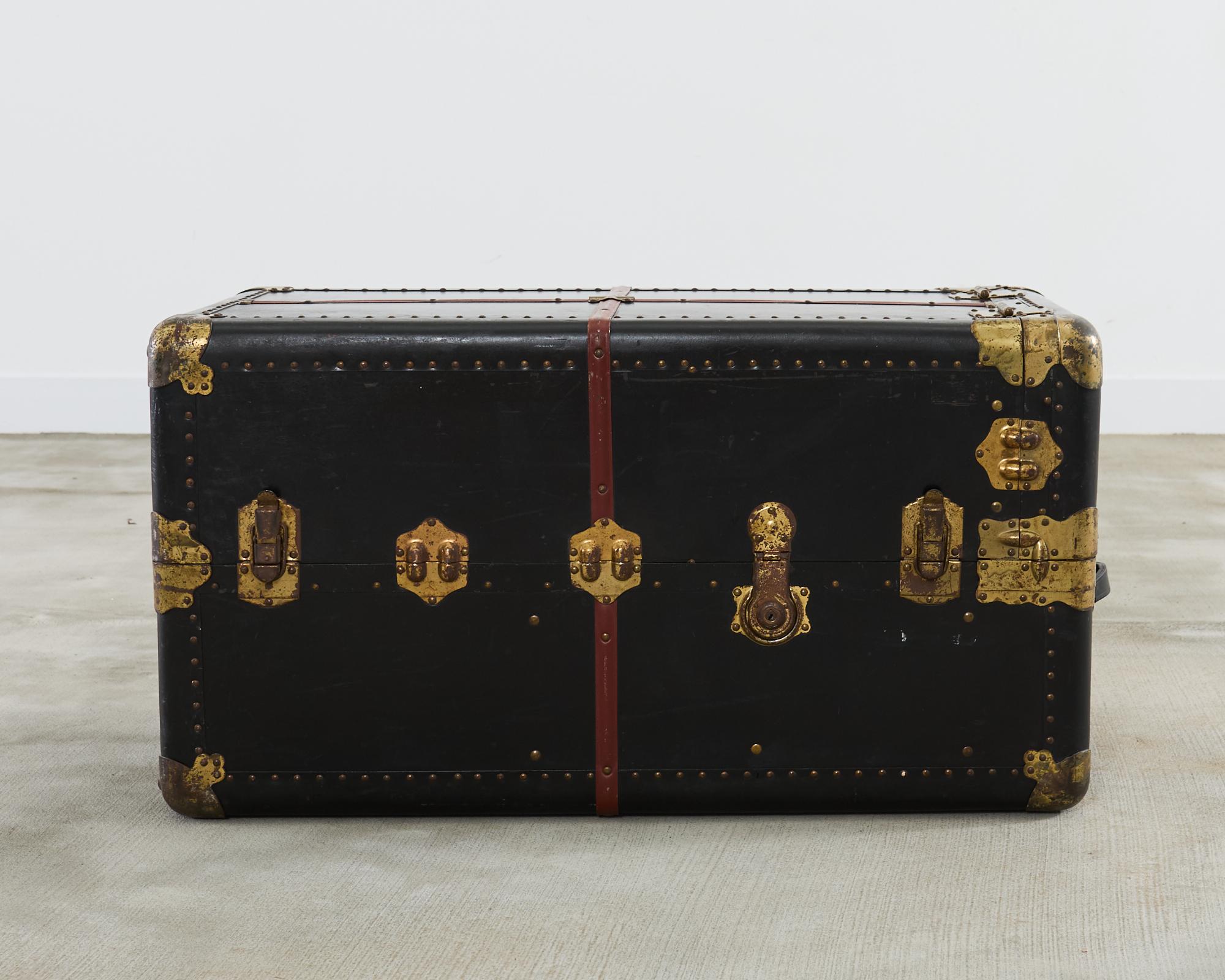American Victorian Atkinson and Long Black Wardrobe Steamer Trunk