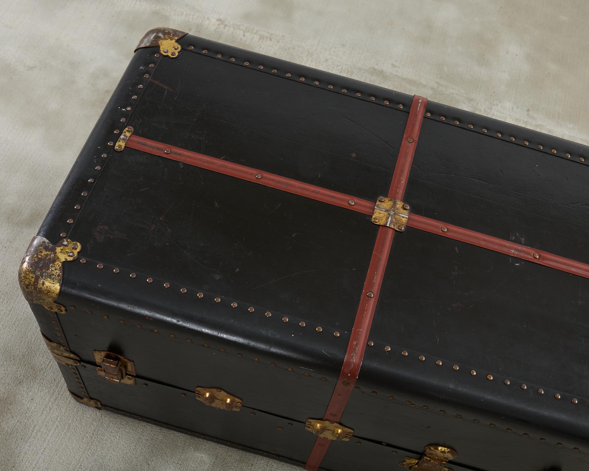 Victorian Atkinson and Long Black Wardrobe Steamer Trunk 1