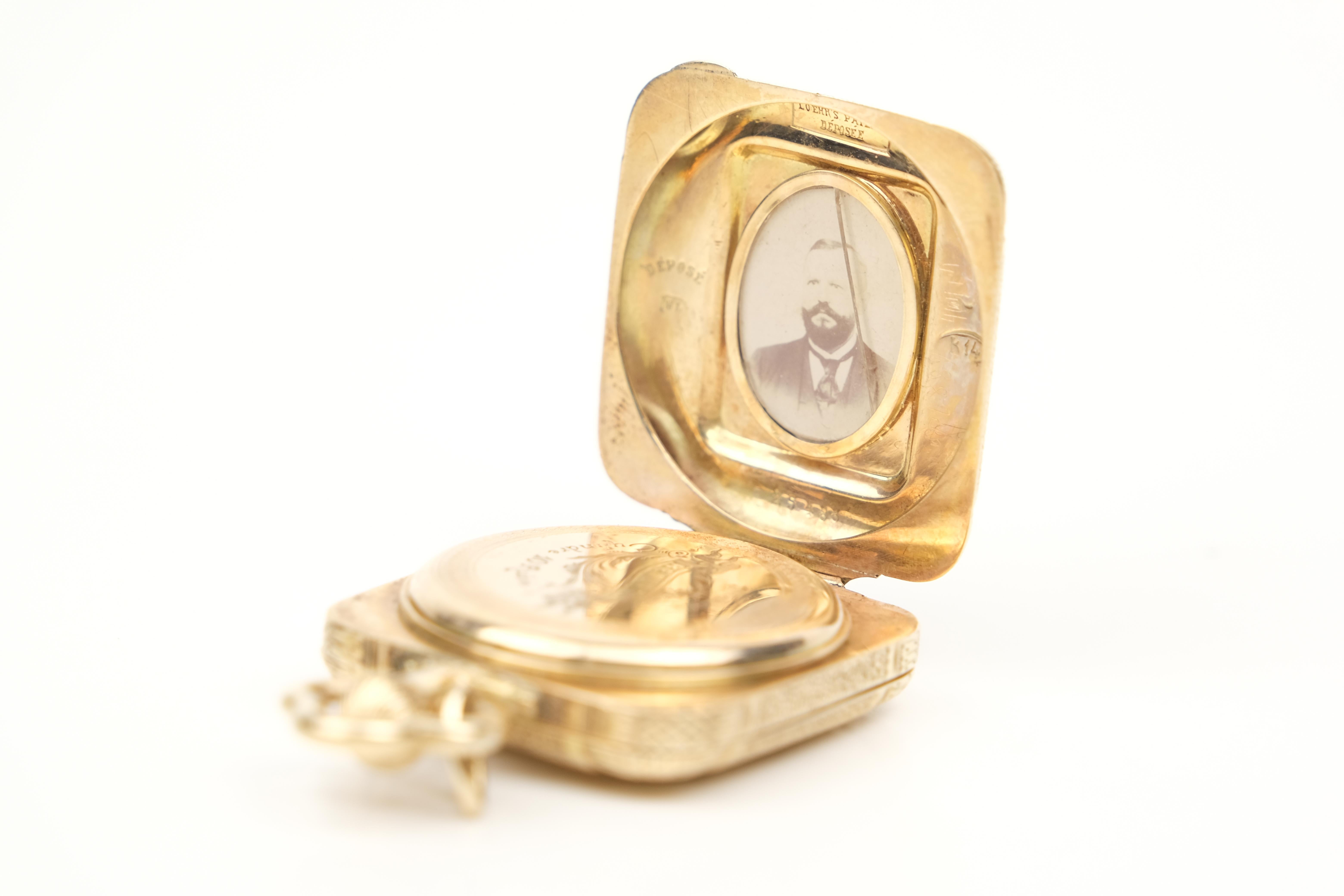 Women's or Men's Victorian August Von Loehr 14k Gold Hunting Case Pocket Watch