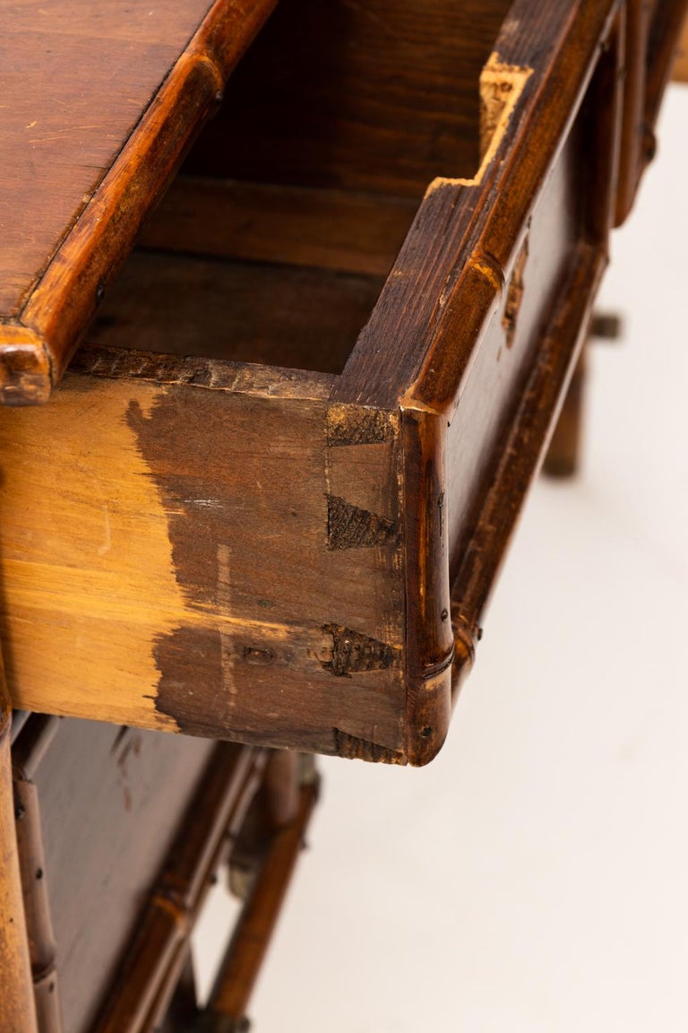 Victorian Bamboo and Leather Desk at 1stDibs