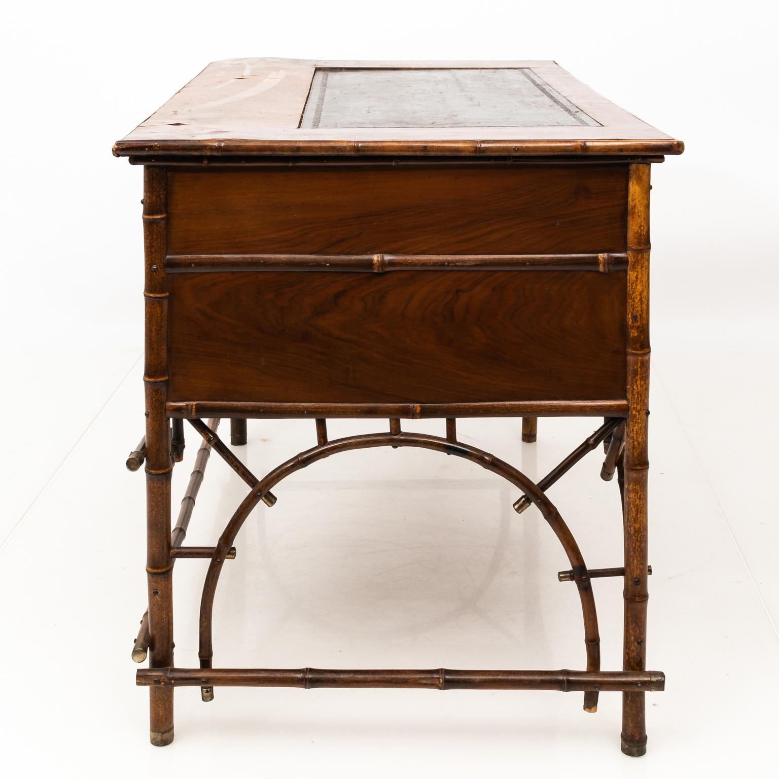 Victorian Bamboo and Leather Desk 9