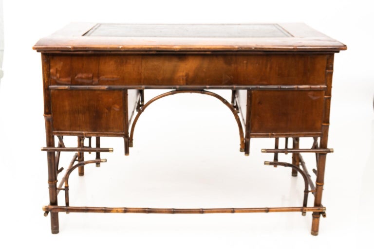 Victorian Bamboo and Leather Desk at 1stDibs