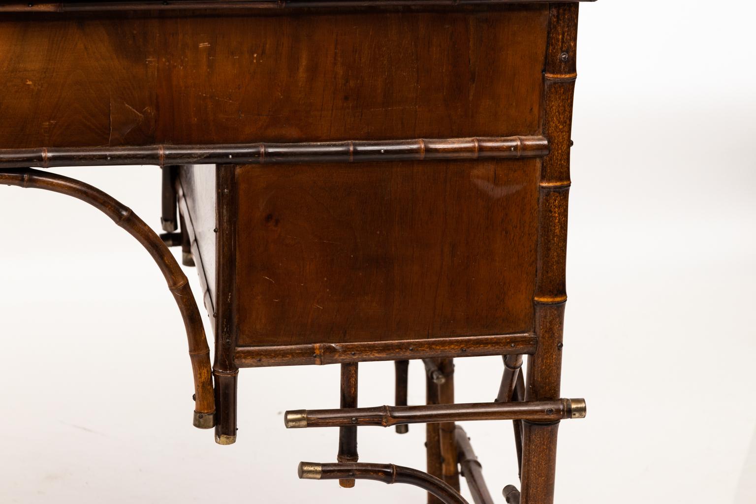 Victorian Bamboo and Leather Desk 13
