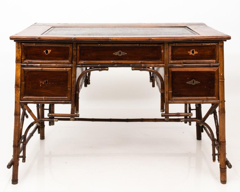 Victorian Bamboo and Leather Desk at 1stDibs