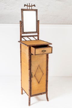 Viktorianischer viktorianischer Bambus-Badspiegel-Schrank/Schminktisch Waschtisch London England