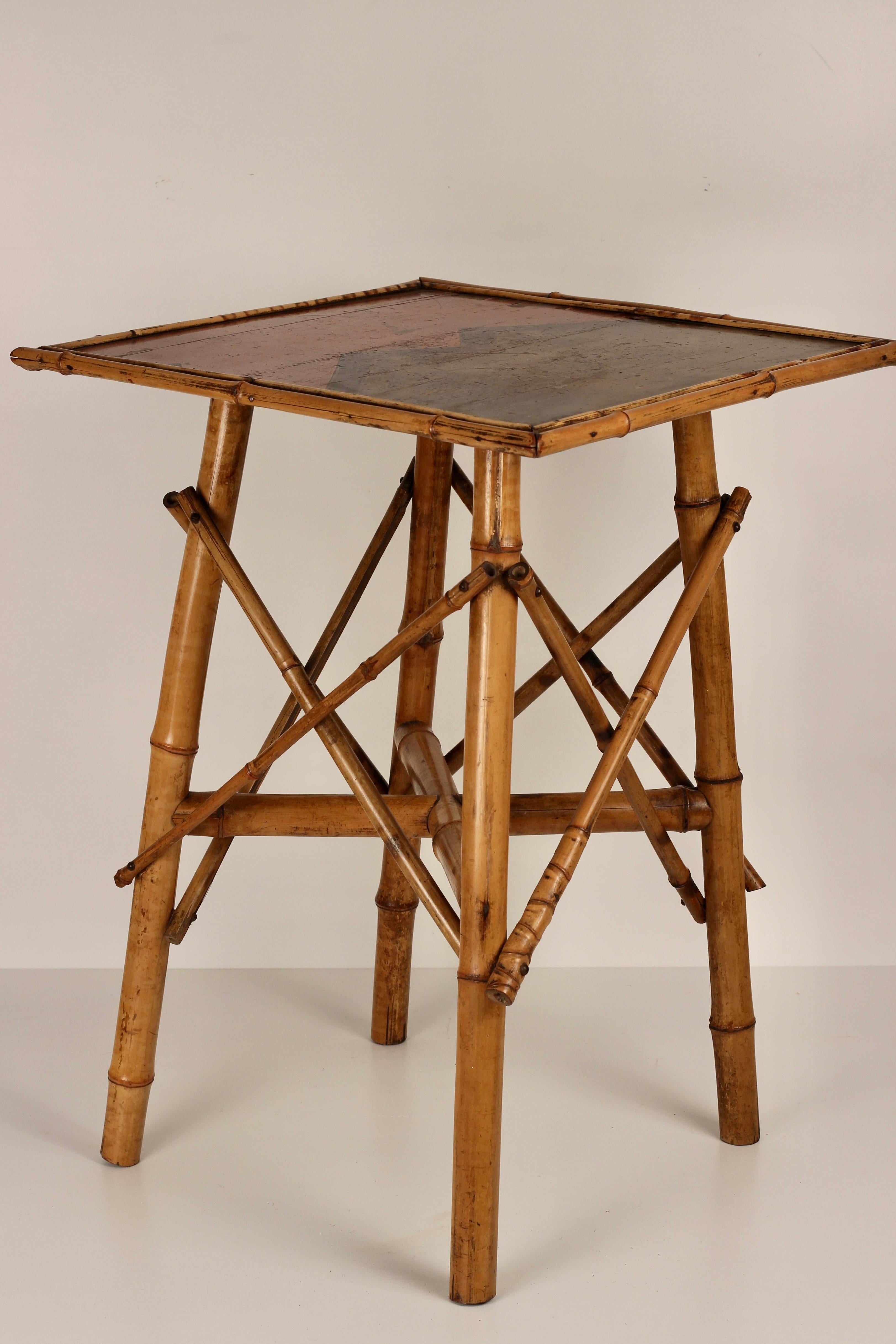 Boho Chic Bamboo Chinoiserie Side Table Late 19th Century In Good Condition In London, GB