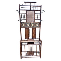 Victorian Bamboo Coat Stand With Mirror & Umbrella Stand