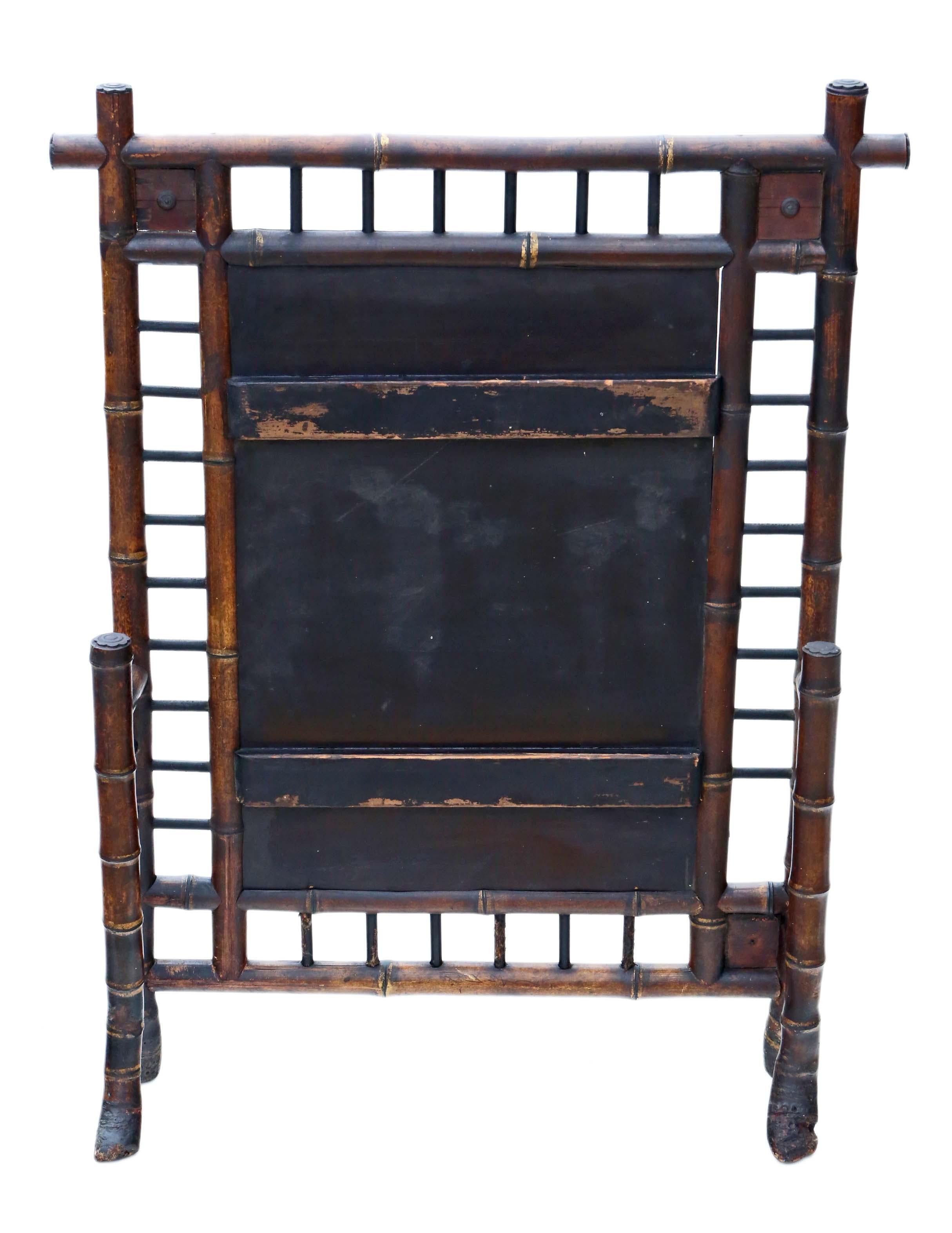 Early 20th Century Victorian Bamboo Decorated Fire Screen
