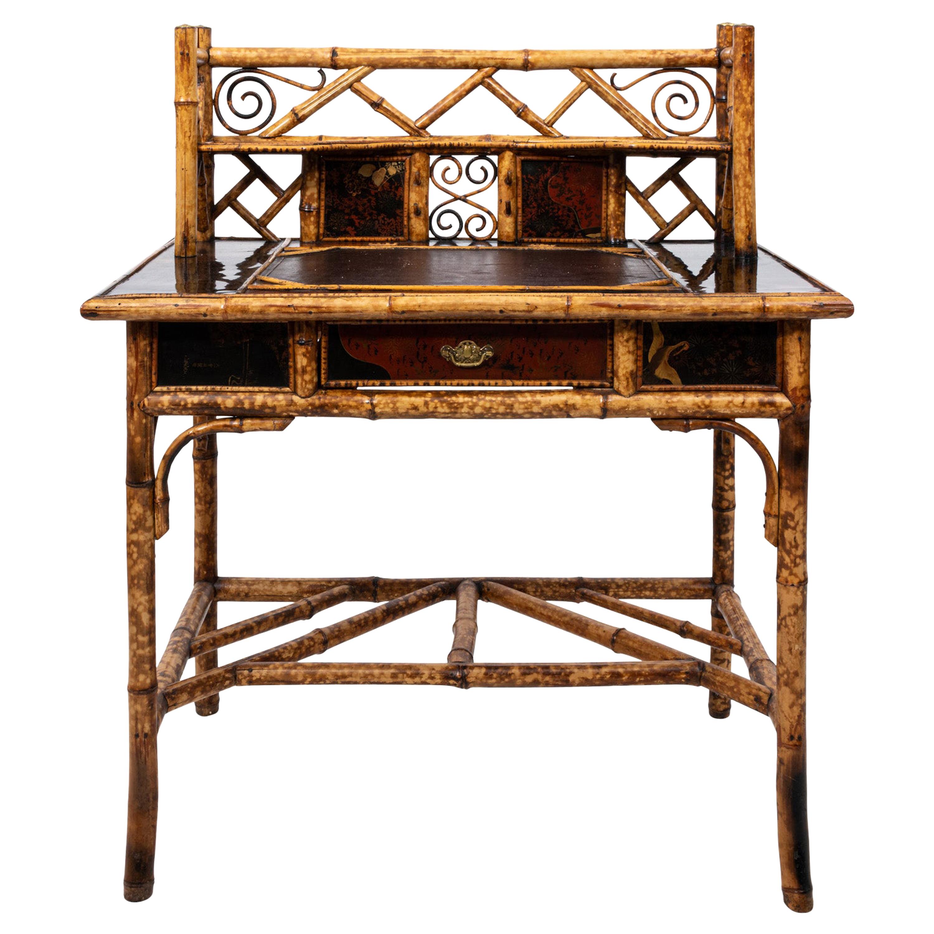 Bamboo and Grasscloth Desk and Chair at 1stdibs