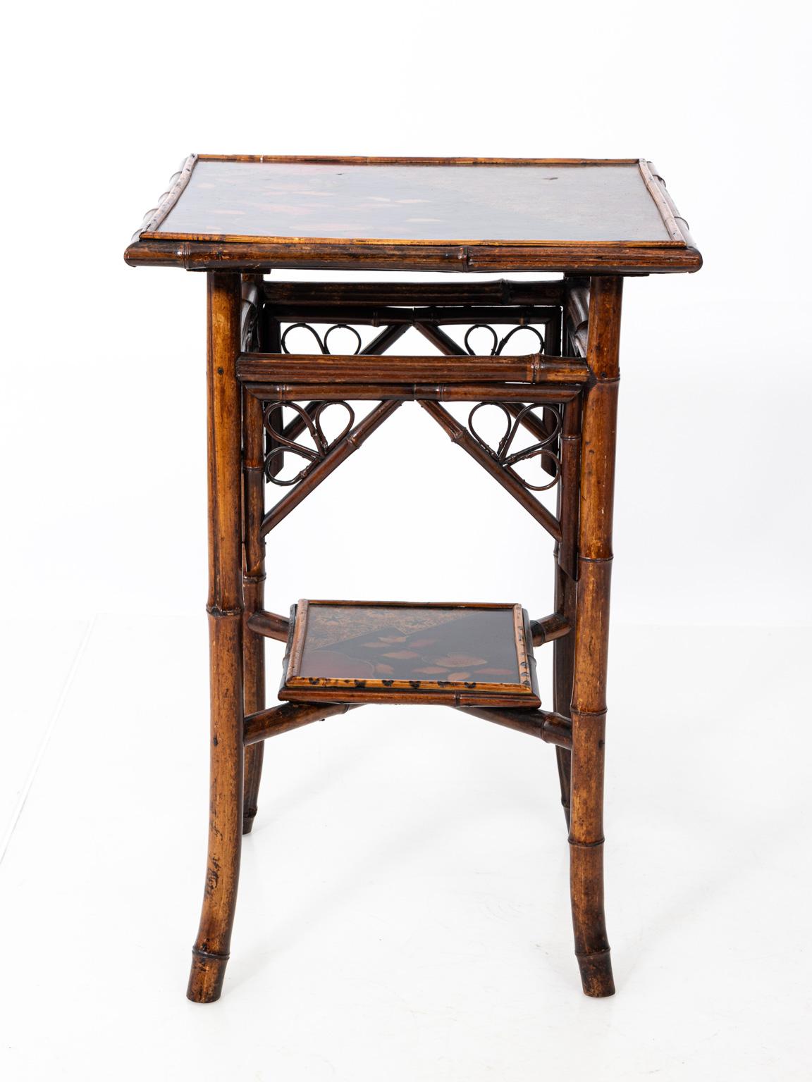 20th Century Victorian Bamboo Two-Tier Side Table For Sale