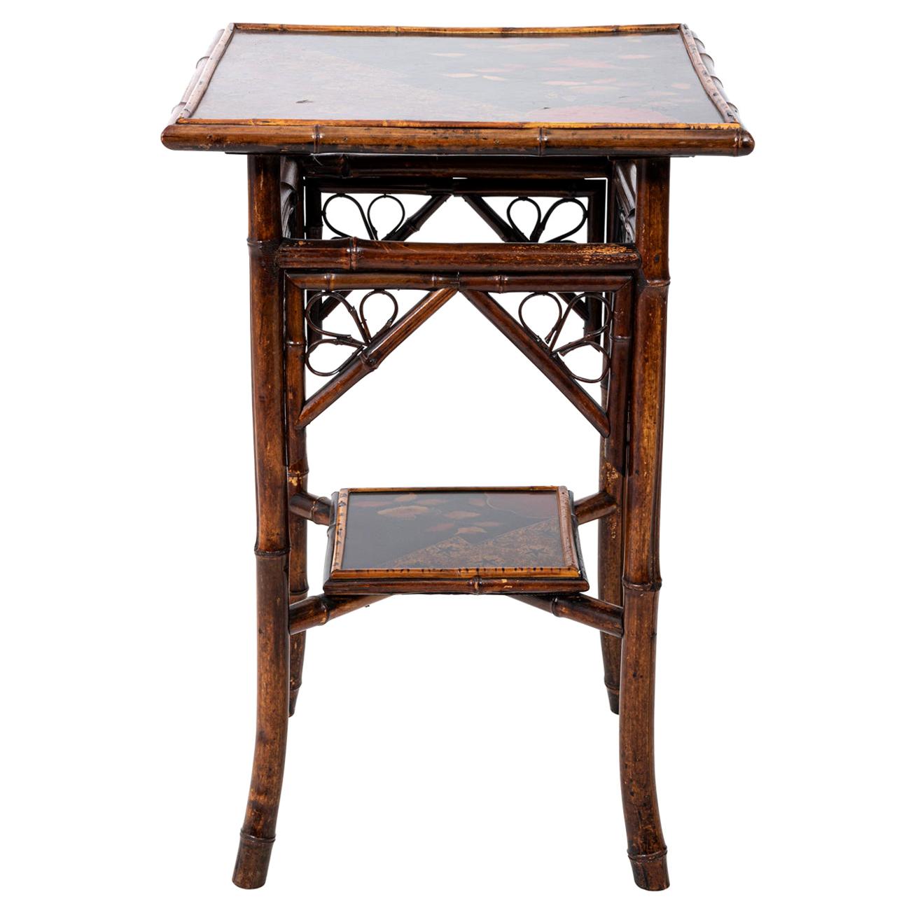 Victorian Bamboo Two-Tier Side Table For Sale