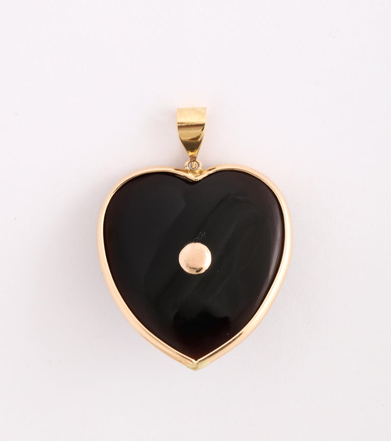Victorian Banded Agate and Diamond Heart Locket In Excellent Condition In Stamford, CT