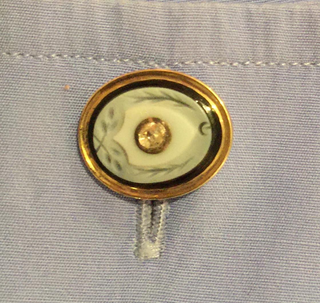 Victorian Banded Agate Diamond Cufflinks In Excellent Condition For Sale In Stamford, CT