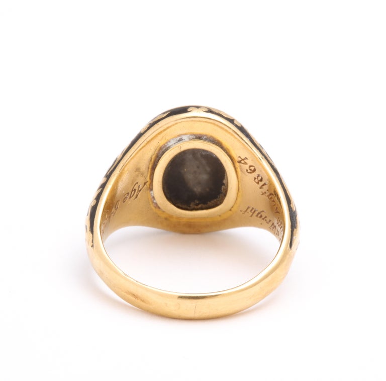 Victorian Banded Agate Locket Back Signet Ring For Sale 2