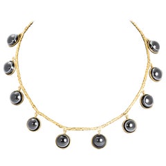 Victorian Banded Bullseye Cabochon Gilt Necklace