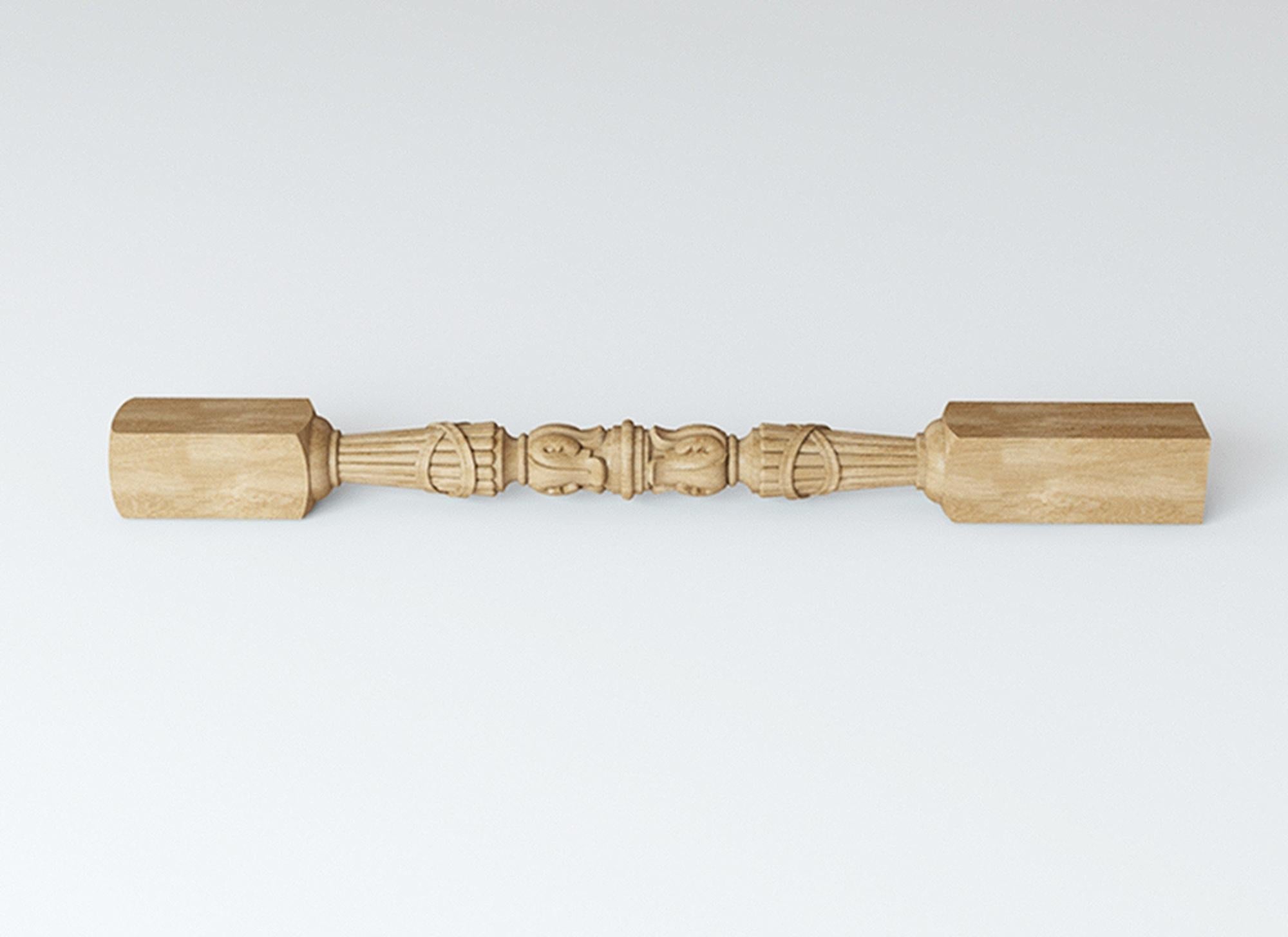 Carved Stair Pillar with Acanthus and Flutes, Newel Post for Staircase In New Condition For Sale In St Petersburg, St Petersburg