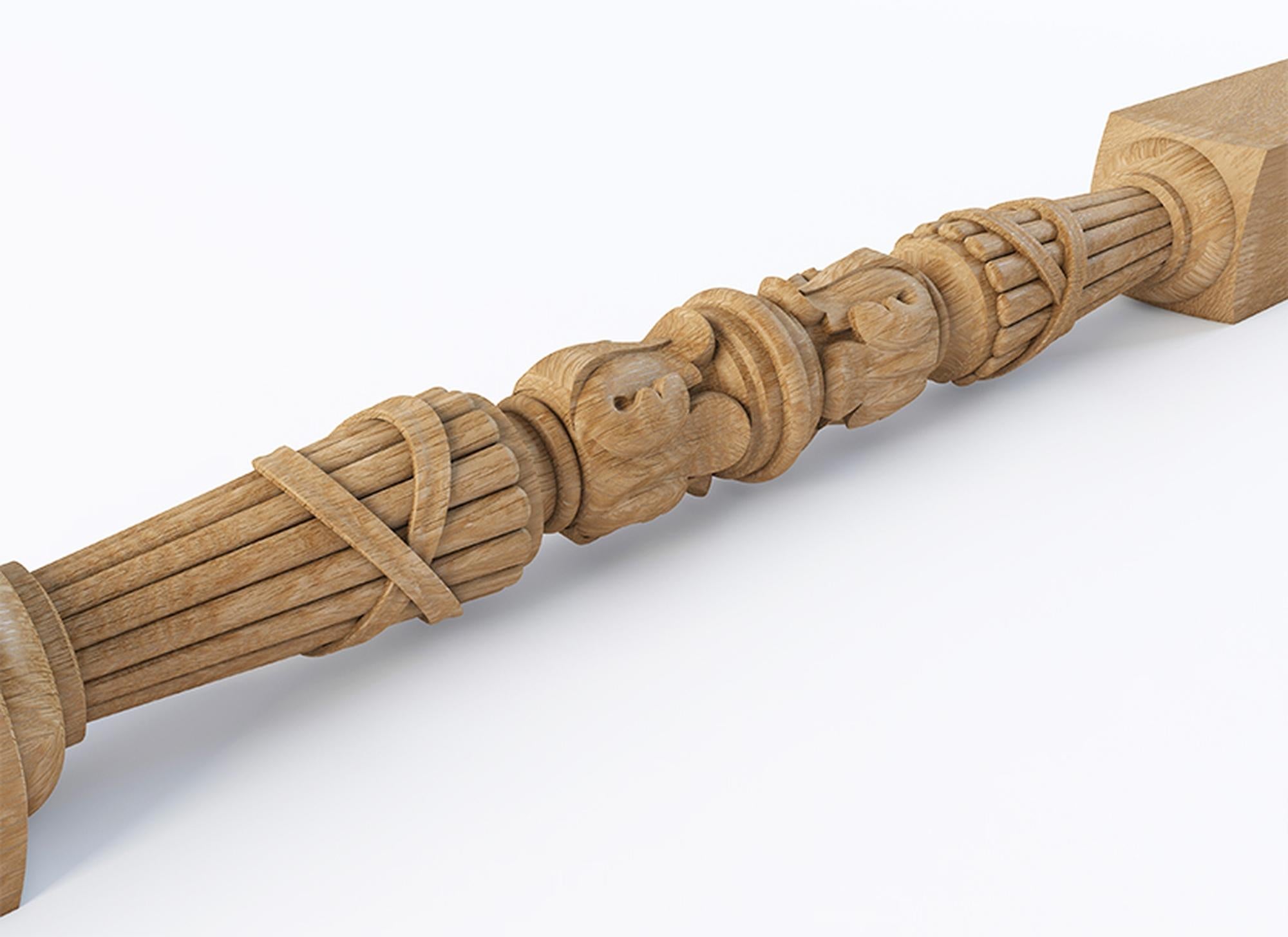 Unfinished high quality carved newel post from oak or beech of your choice.

>> SKU: L-077

>> Dimensions (A x B):

- 46.06