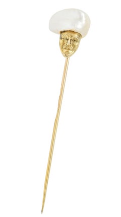 Viktorianische Barockperle 14 Karat Gelbgold Sultan Antike Stickpin