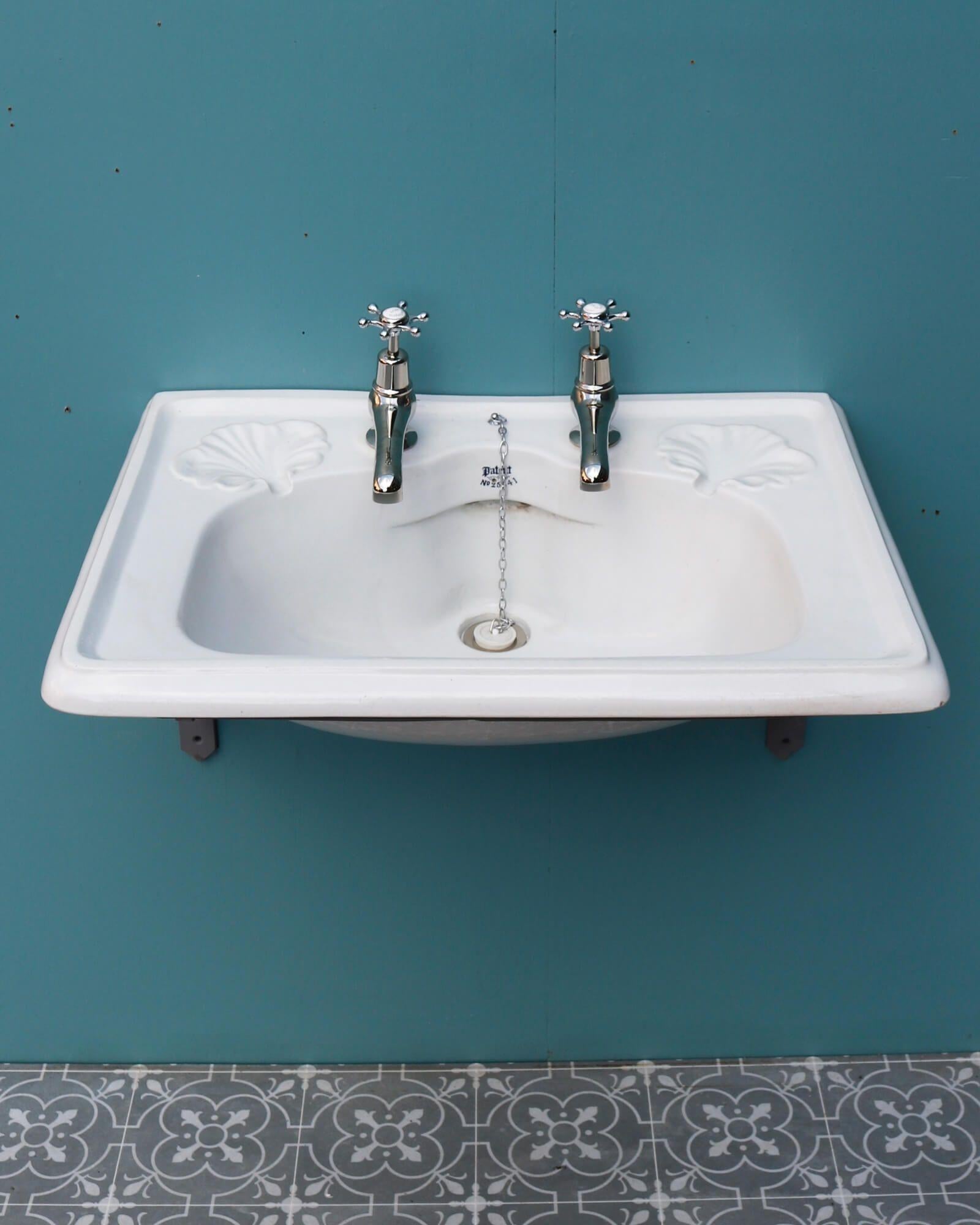 English Victorian Bathroom Basin with Scrolling Bracket For Sale