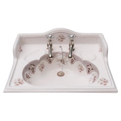 Viktorianischer Waschbecken für das Badezimmer mit Sepia-Transferdruck
