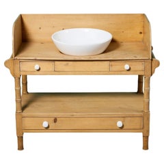 Victorian Bathroom Washstand with Porcelain Bowl Sink