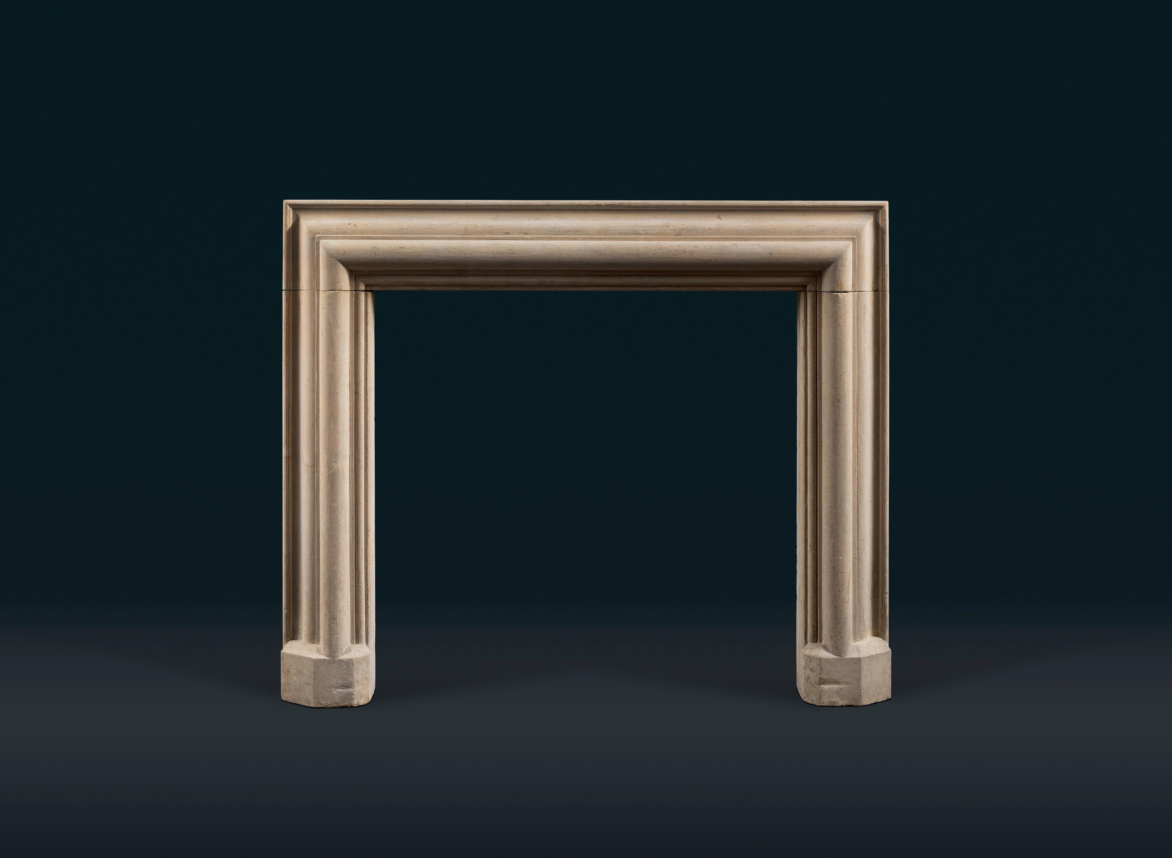 Hand-Carved Victorian Bathstone Bolection Fireplace Surround For Sale