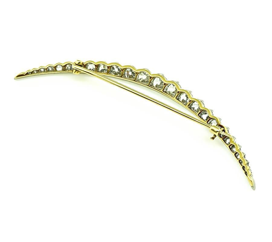Old Mine Cut Victorian Bailey Banks and Biddle 3.50ct Diamond Crescent Pin For Sale