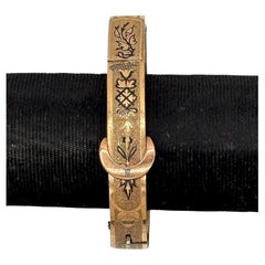 Bracciale vittoriano B&B con fibbia da cintura Taille d'epargné riempito d'oro con cerniera.