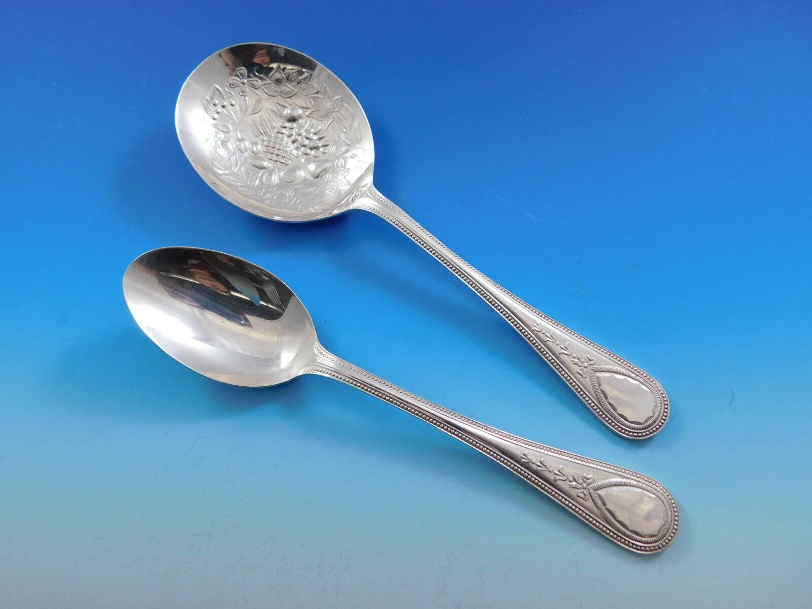 Juego de Cubiertos de Plata de Ley Victorian Bead by Carrs UK Servicio de Cena de 47 Piezas en venta 1