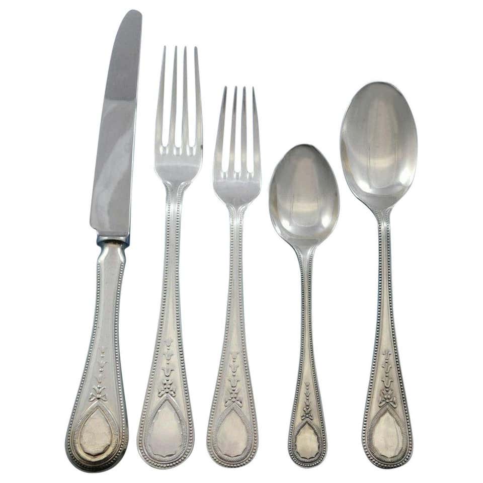 Reed and Ribbon by Carrs Sterling Silver Flatware Set 12 Service 67 Pcs ...