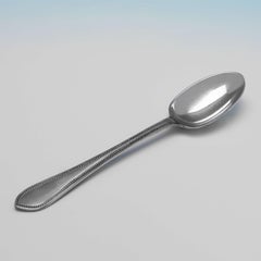 Victorian Bead Pattern Sterling Silver Teaspoons & Tongs, 1886 Francis Higgins
