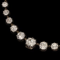 Victorian Beautiful Old Cut Diamond Riviere Necklace Circa 1860