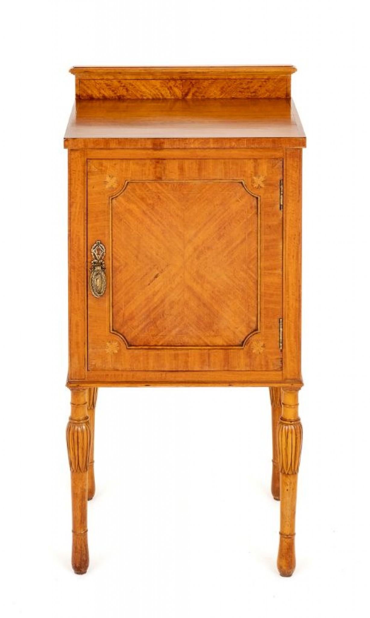 Victorian Bedside Chest Satinwood Nightstand, 1900 1