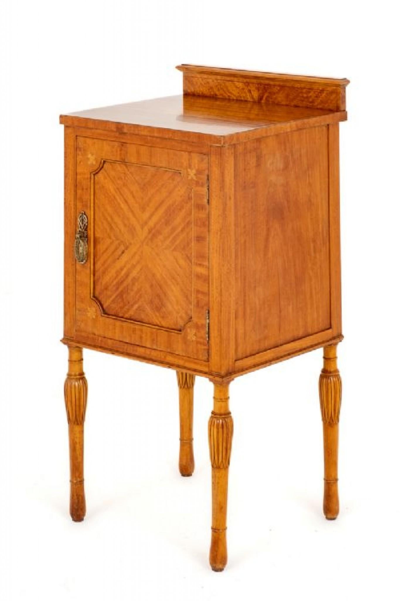 Victorian Bedside Chest Satinwood Nightstand, 1900 4