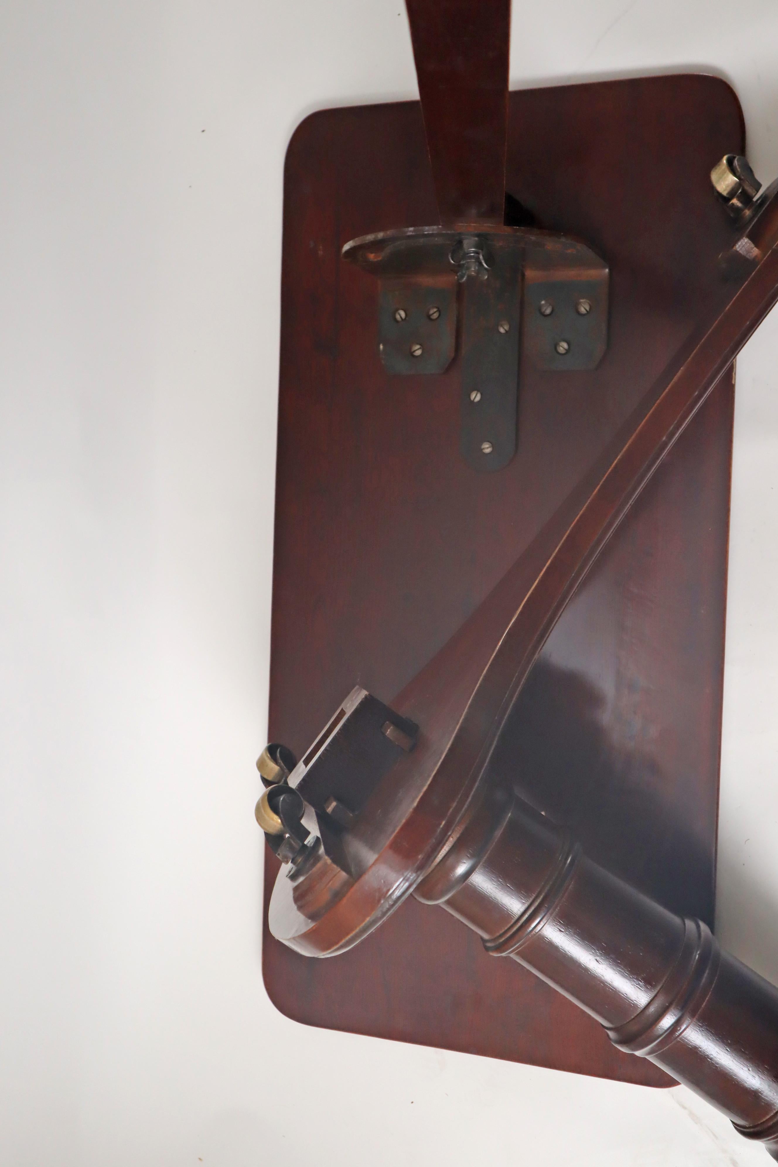 Victorian bedside table height adjustable in dark stained oak and brass For Sale 11