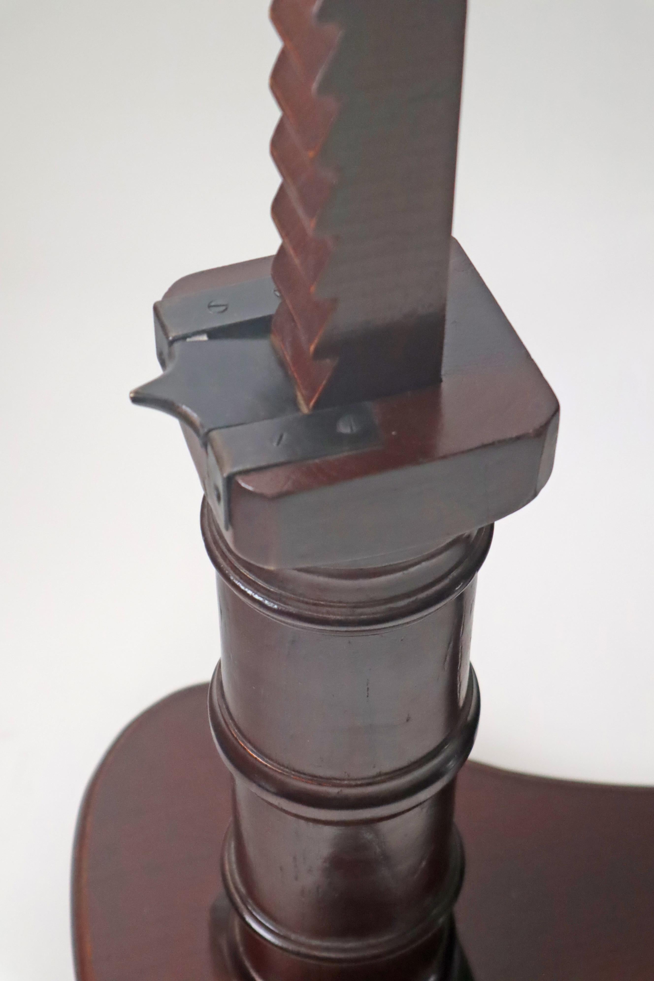 Hand-Crafted Victorian bedside table height adjustable in dark stained oak and brass For Sale