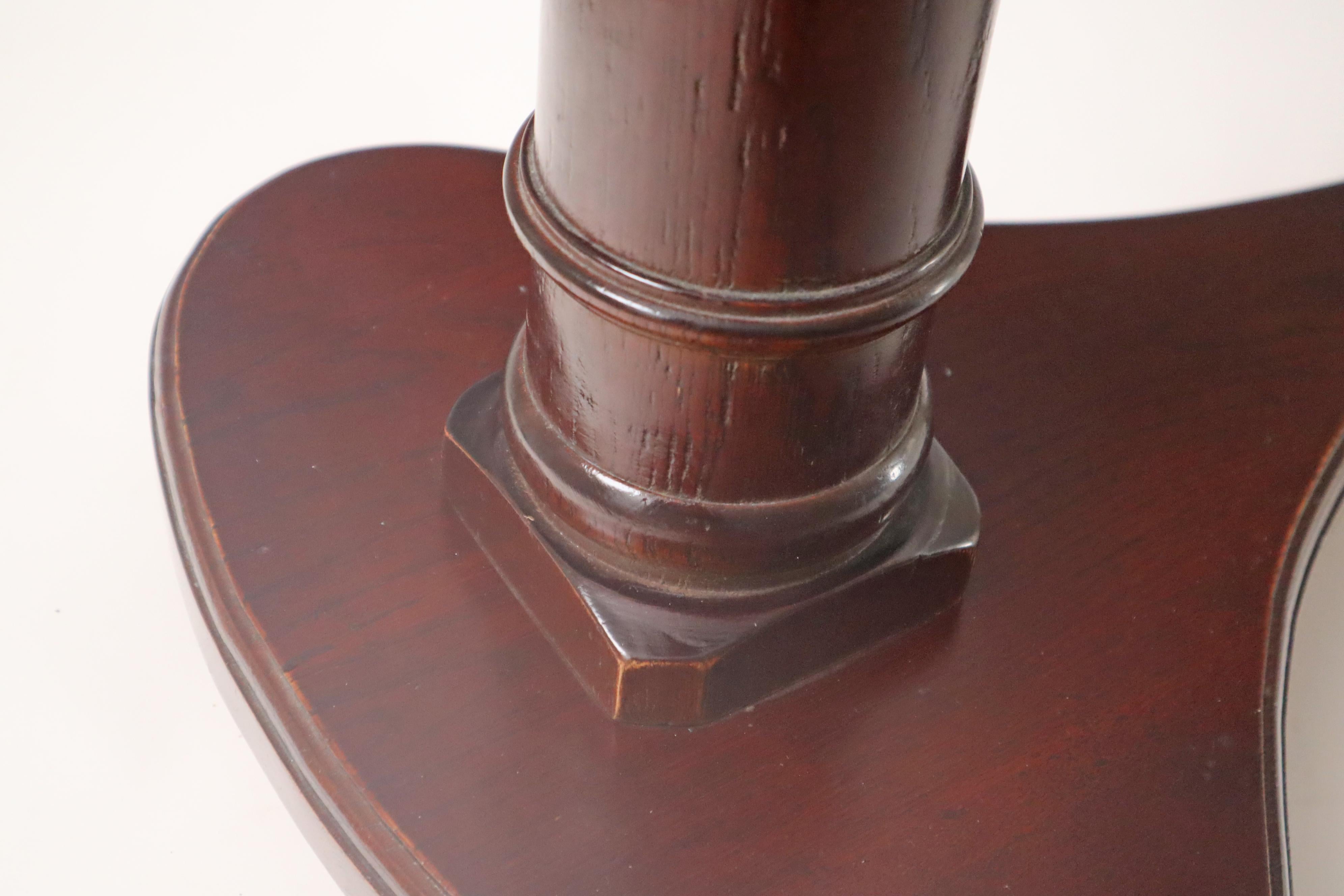 Victorian bedside table height adjustable in dark stained oak and brass For Sale 1