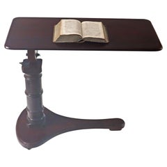 Victorian bedside table height adjustable in dark stained oak and brass