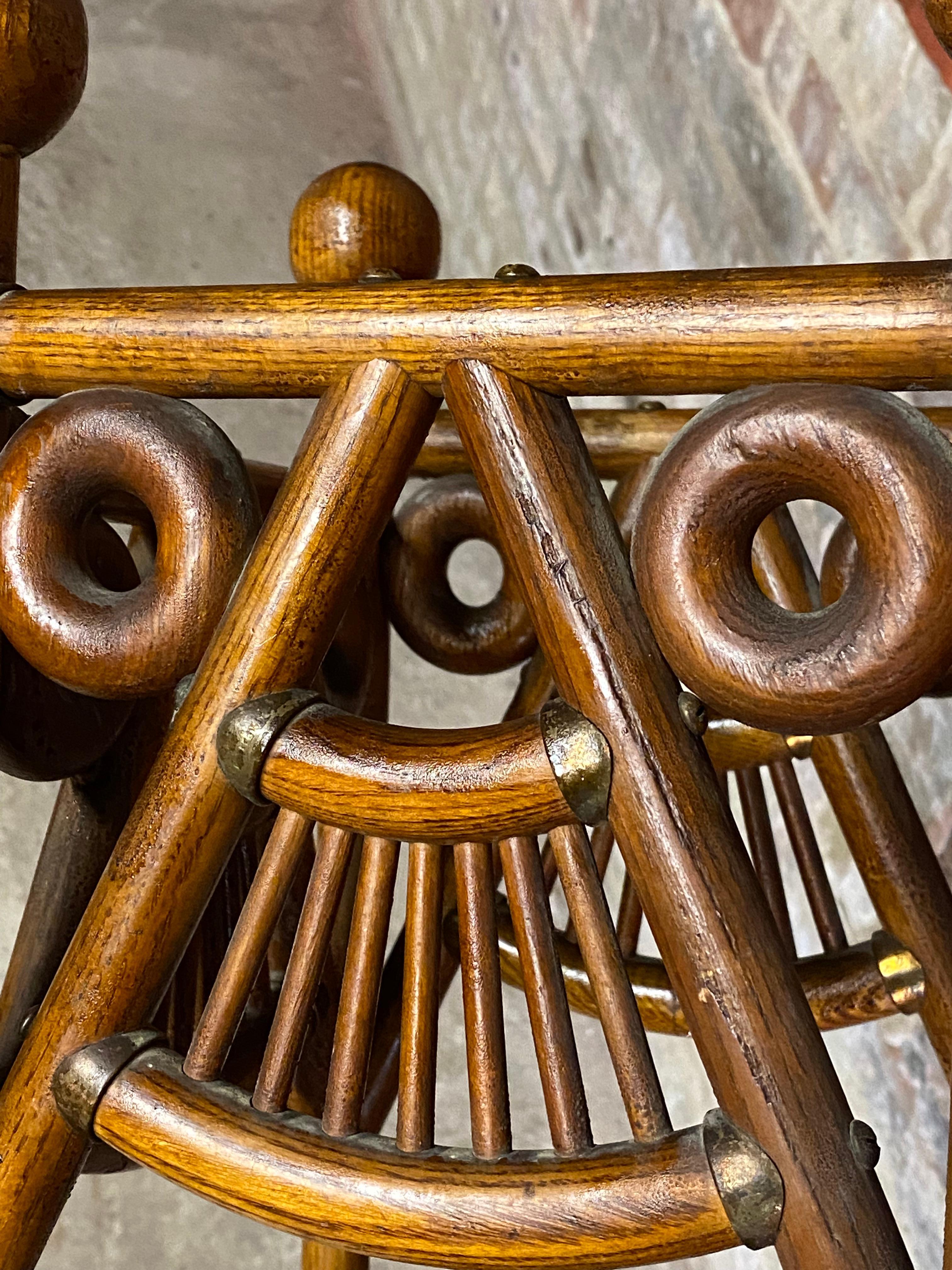 19th Century Victorian Beech and Brass Stick and Ball Umbrella Stand