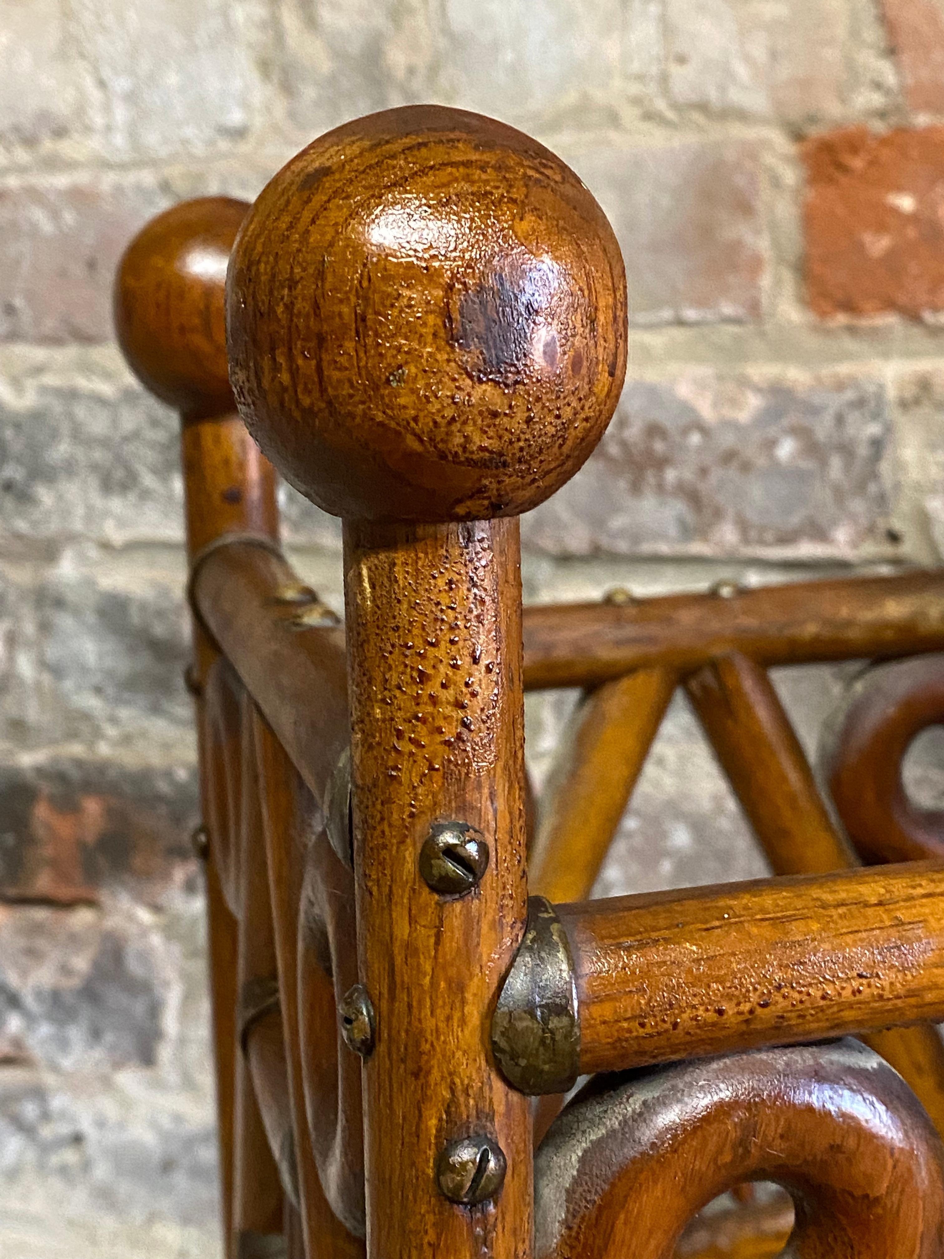 Victorian Beech and Brass Stick and Ball Umbrella Stand 1