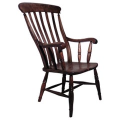 Victorian Beech and Elm Slat Back Carver Chair