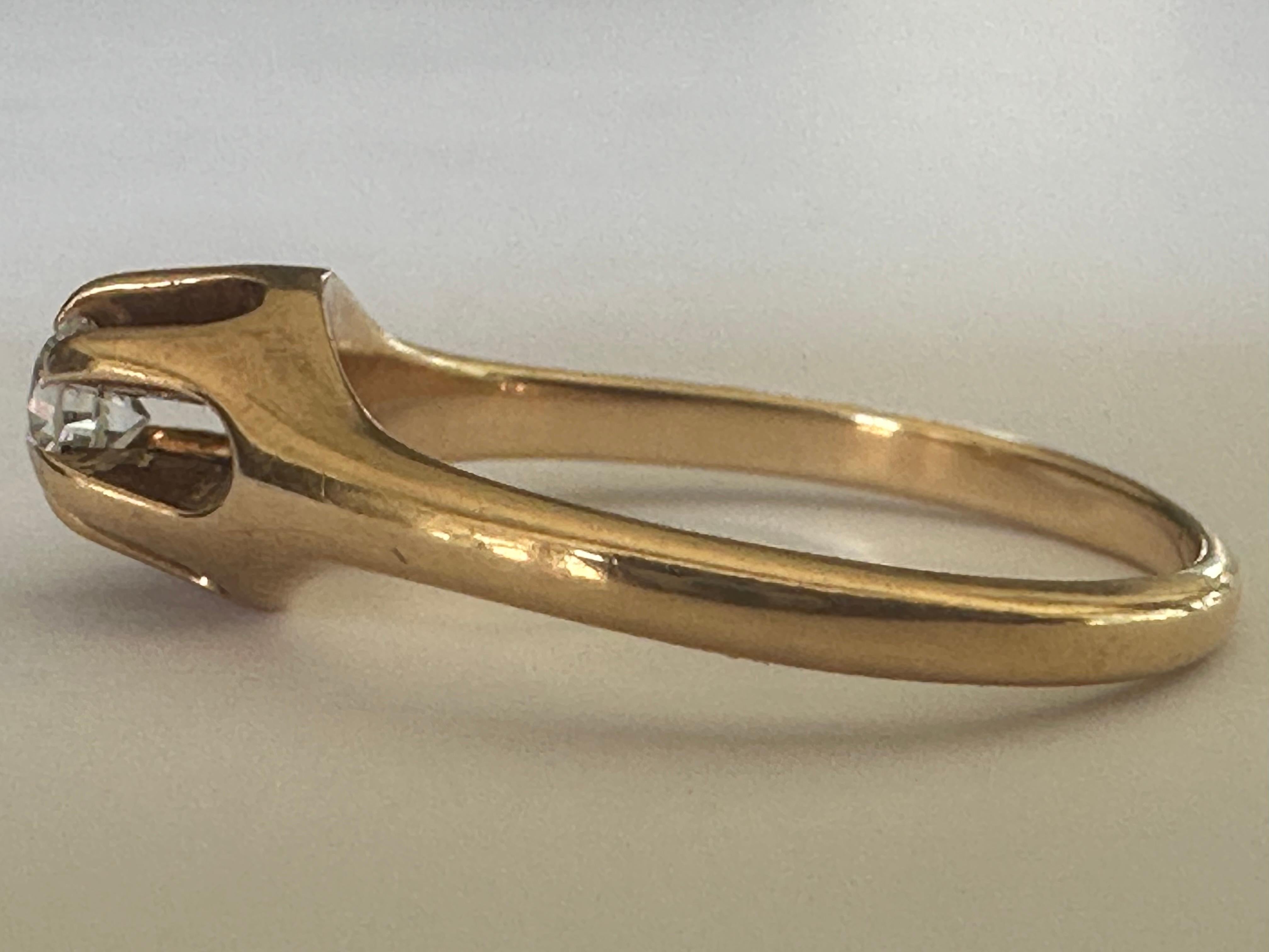 Old European Cut Victorian Belcher-Set Diamond Solitaire Engagement Ring  For Sale