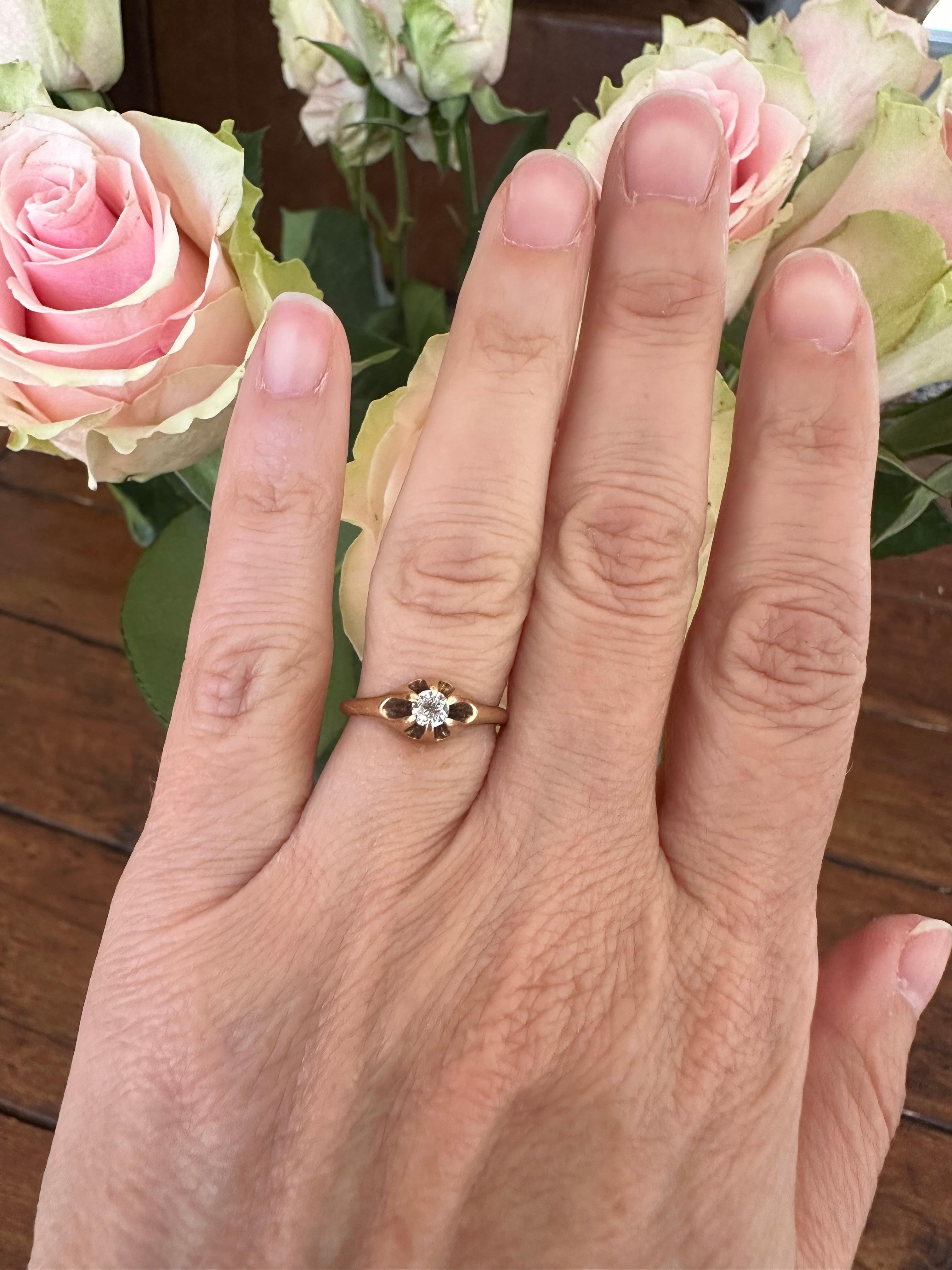 Victorian Belcher-Set Diamond Solitaire Engagement Ring  For Sale 3