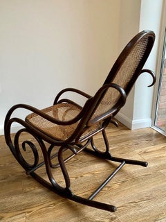 Victorian Bentwood and Cane Rocking Chair by Thonet
