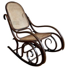 Antique Victorian Bentwood and Cane Rocking Chair by Thonet