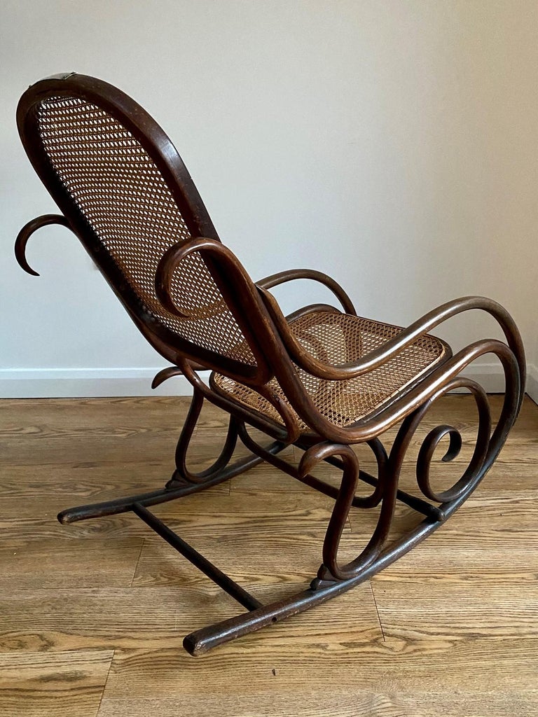 Victorian Bentwood and Cane Rocking Chair by For Sale at 1stdibs